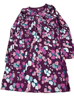 Tea Collection Plum Floral Long Sleeve Dress Sz 7 Purple